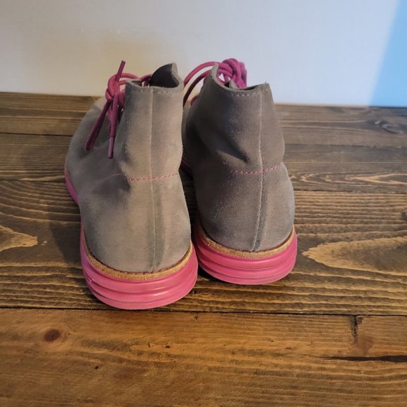 Cole Haan Lunargrand Chukka Boots Ironstone Gray Pink Lace Up Womens Sz 6B - Picture 6 of 8